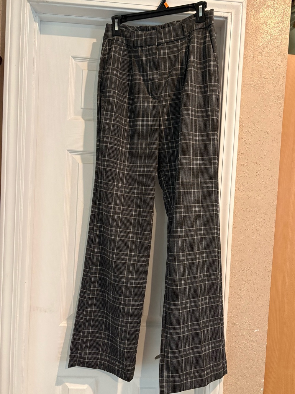 Tall Old Navy Gray Plaid Wide-Leg Pants